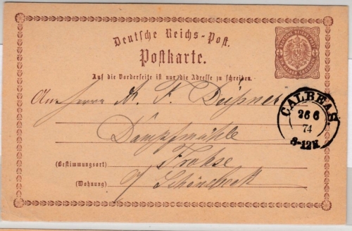 DR - Calbe a.S. 1874, K2 a. 1/2 Gr. Brustschild GA-Karte n. Frohse