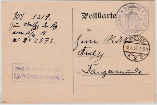 DR - Salzwedel 1918, Karte/Frei d. Ablösung/Kreisschulinspektion n.