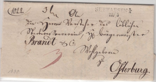 Preussen - Seehausen 22/5 (1830), L2 a. Portobrief n. Osterburg, mit Inhalt
