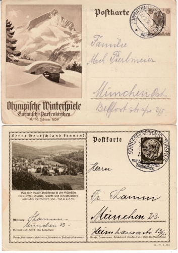 DR - Zöppritzhaus + Schneefernerhaus 1936/37 je a. GA-Karte