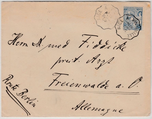 Monaco/Frankreich - 25 C. Albert, Brief, Bahnpost Nice - Vintimille 1905 n.