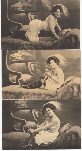 Erotik - Serie "Nana", 6 sw-Fotokarten (Verlag AP, Essen), ungelaufen ca. 1910