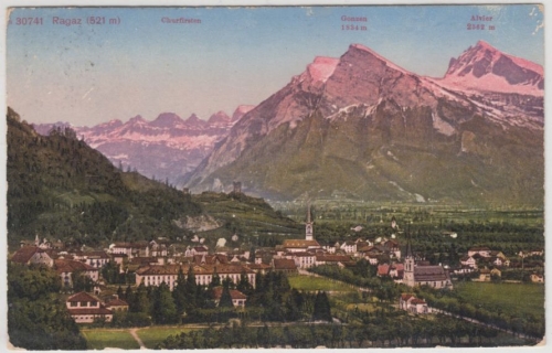 Schweiz - Ragaz, Gesamtansicht, farb. AK gelaufen 1913