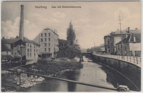 Frankreich - Saarburg (Lothringen), Elektrizitätswerk, sw-AK, gelaufen 1913
