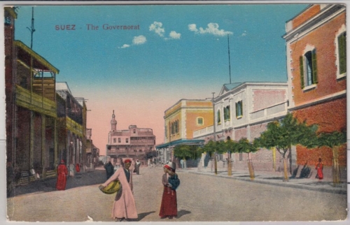 Ägypten - Suez, The Governorat, farb. Straßenansicht, ungelaufen ca. 1910