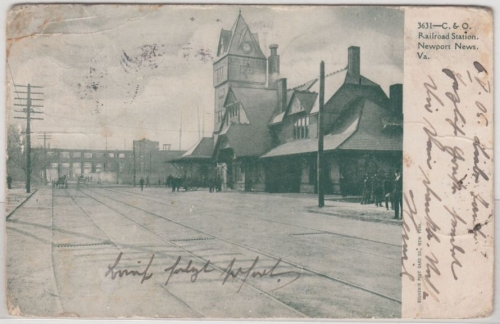 USA - Newport News (Virginia), Railroad Station, sw-AK, gelaufen 1905, Mgl.
