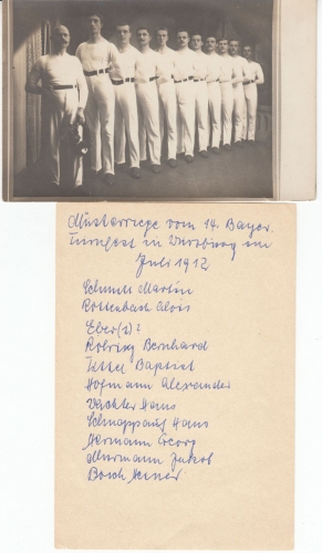Bayern - Würzburg Turnfest 1912 Musterriege (Gruppenbild), ungelaufen m. Namen
