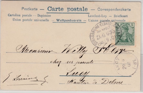 DR - Strassburg (Elsass) - Saales Bahnpost Zug 635, Karte v. Saales - Lucy 1901