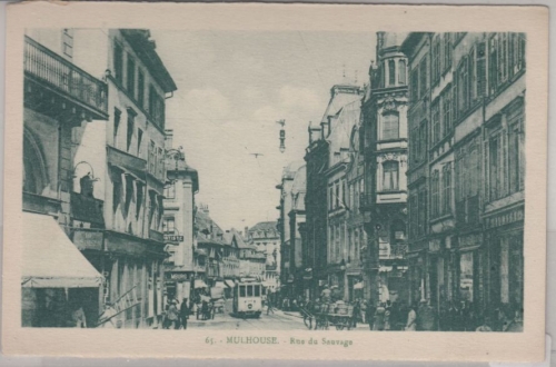 Elsaß - Mülhausen - Mulhouse, Rue du Sauvage, sw-AK, ungelaufen ca. 1930