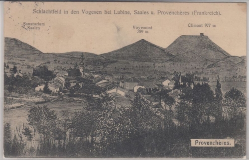 Lothringen - Provencheres, sw-Ansichtskarte/Feldpost 1915