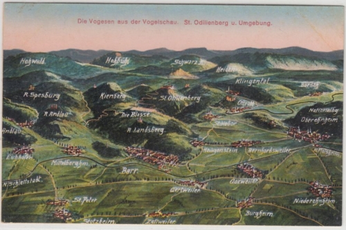 Elsass - Odilienberg u. Umgebung, farb. Ansichtskarte, ungelaufen ca. 1910
