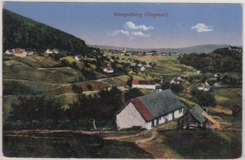 Elsass - Wangenburg, farb. Gesamtansicht/Feldpost, gelaufen v. Dachstein 1917