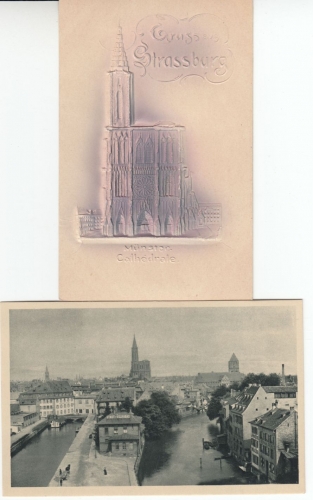 Elsass - Strassburg, 13 alte Ansichtskarten (Zeppelin, Bahnhof, etc.)
