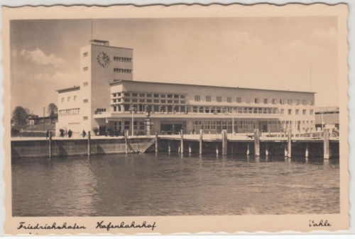 Baden-Württemberg - Friedrichshafen Hafenbahnhof, sw-Fotokarte, ungelaufen