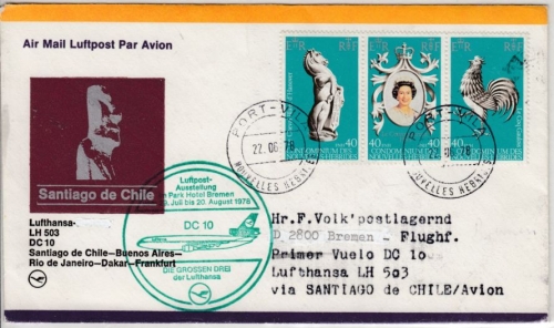 Neue Hebriden - 40+40+40 FNH., Zus.dr. a. Lupo-Brief Port Vila - Bremen 1978