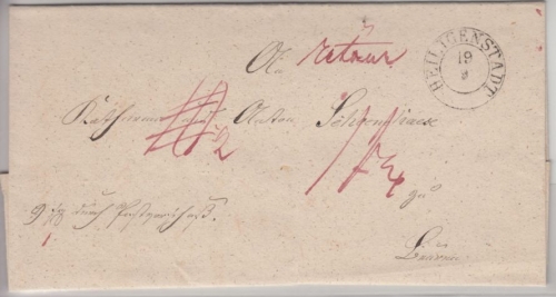 Preussen - Heiligenstadt K2 (ca. 1850), Postvorschußbrief n. (?), Retourvermerk