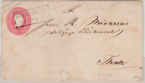 Preussen - Hornburg (ca. 1860), Ra2 a. 1 Sgr. GA-Umschlag n. Thale