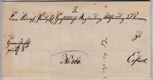 Thurn & Taxis - Poesnack (1831), roter L1 a. Herrschaftl. Sache n. Erfurt