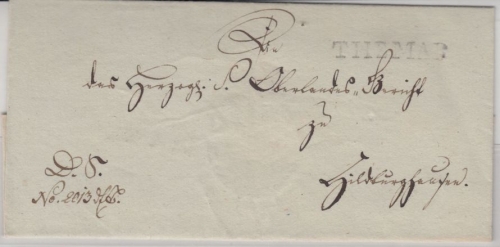 Thurn & Taxis - Themar (ca. 1830), L1 a. Dienstbrief n. Hildburghausen, Siegel !