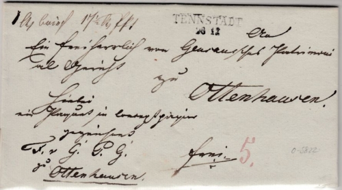 Preussen - Tennstädt (1837), L2 a. Paketbegleitbrief n. Ottenhausen, mit Inhalt