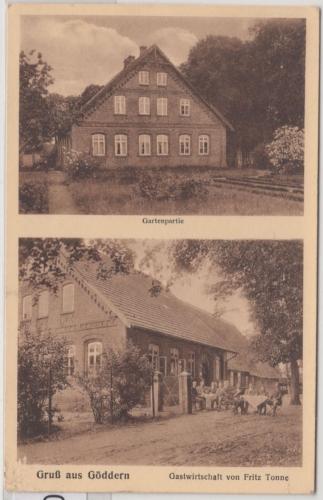 Niedersachsen - Göddern, Mehrbild-sw-AK (Gastwirtschaft, Gartenpartie), gelaufen