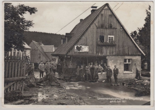 Sachsen - Johanngeorgenstadt, Überschwemmung 1931, Zerstörung i. Lehmer Grund