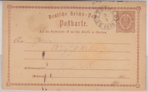 DR/Thurn&Taxis - Buttstaedt 1875, K2 a. 1/2 Gr. Brustschild GA-Karte n. Jena