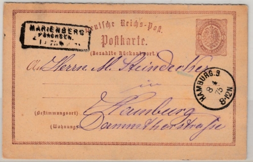 DR/NDP - Marienberg i.Sachsen 1875, Ra3(Ablöser) a. 1/2 Gr. Brustschild GA-Karte