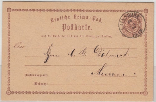 DR/Sachsen - Cainsdorf 1873, K2 a. 1/2 Gr. Brustschild GA-Karte n.Meerane
