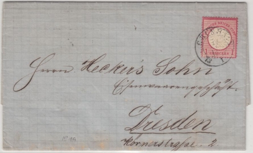 DR/Sachsen - Mittweida 1873, K2 a. 1 Gr. gr. Brustschild, Brief v. Bernsbach