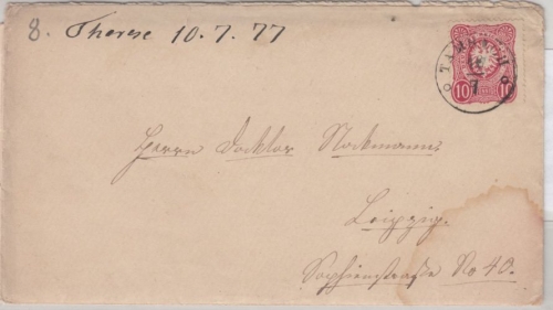 DR - 2x10 Pfg., Postzustellurkunde Ra2 Tennstaedt 1883
