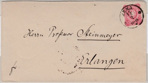 DR/Thurn&Taxis - Jena 15.7., K1 a. Brief n. Erlangen, ohne Inhalt