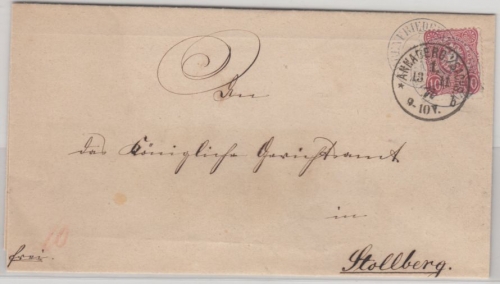 DR/Sachsen - Ehrenfriedersdorf 1877, blauer K2 a. Brief n. Stollberg