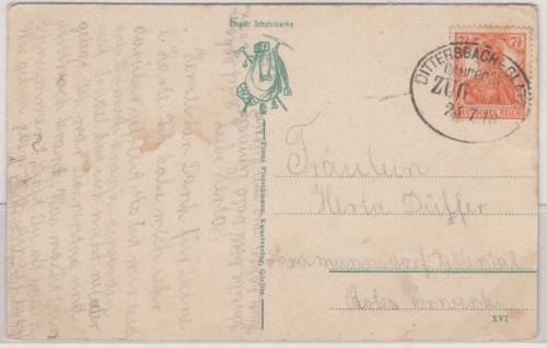 DR - Bahnpost Dittersbach - Glatz, Karte n. ÖSTERREICH, Heuscheuer 1918 n.