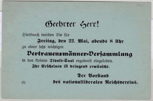 DR - 2 Pfg. Germania, GA-Karte/Privatzudruck (Nat.lib. Reichsverein), Eisenach