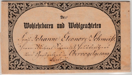 Sachsen - Obervogelgesang 1863, Taufbrief m. dek. Lithographie
