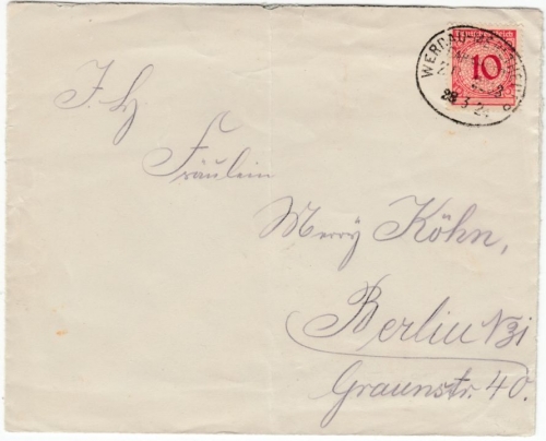 DR - Bahnpost Werdau-Mehltheuer Zug 2263, Brief n. Berlin