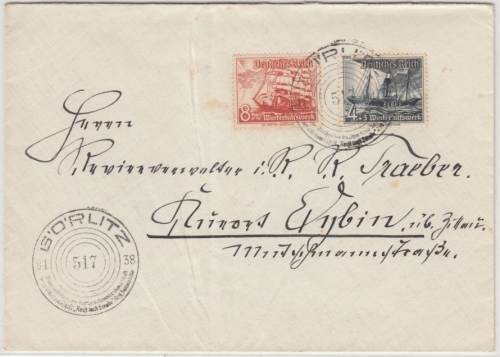DR - Görlitz Briefmarkenausstellung 1939, SST a. Brief n. Eybin, ohne Inhalt