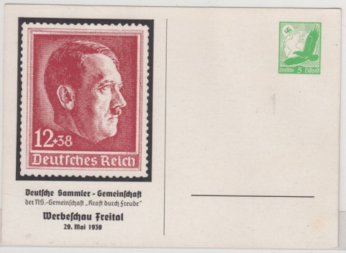 DR - Freital Briefmarken-Werbeschau 1938, 5 Pfg. Privat-GA-Karte, ungebraucht