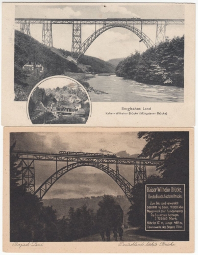 Nordrhein-Westfalen - Solingen Müngstener/Kaiser-Wilhelm-Brücke 2 sw-AK ca. 1910