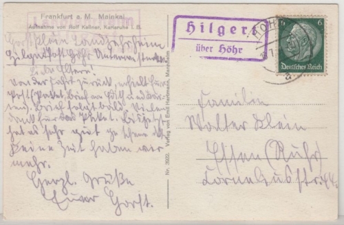 DR - Hilgert ü. Höhr, Landpost-Ra2 a. Karte Essen 1934