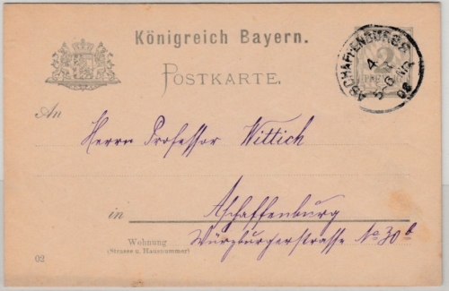 Bayern - 2 Pfg. Rauten GA-Karte m. priv. Zudruck (Verkehrsbeamten-Verein) 1902