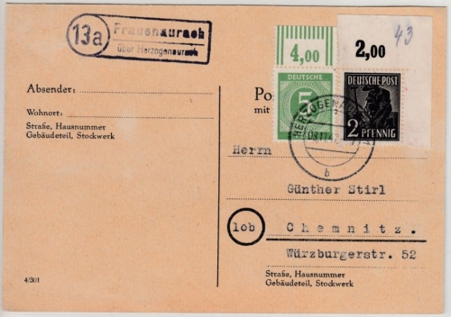 All.Bes./Kontrollrat - (13a) Frauenaurach ü. Herzogenaurach, Landpost-Ra2 1947