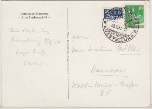 Bizone - Lüneburg gewerbeschau 1950, SST a. Karte n. hannover