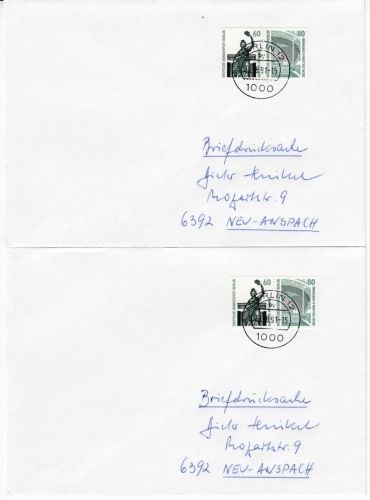 Berlin - 60+80 Pfg. SWK Zusammendruck (C+D Paar), 2 Briefdrucksachen Berlin 1991