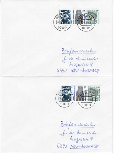 Berlin - 10+50+80 Pfg. SWK Zusammendrucke (C+D ), 2 Briefdrucksachen Berlin 1991