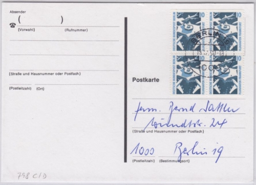 Berlin - 2x10/10 Pfg. SWK ( C/D-Paare), Ortskarte Berlin 1990