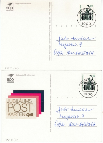 Berlin - 60 Pfg. SWK (C+D), 2 Karten Berlin - Neu-Anspach 1991
