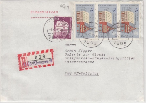 BRD - 7895 Klettgau 2, Aushilfs-R-Zettel, Einschreibebrief n. Waldshut 1978