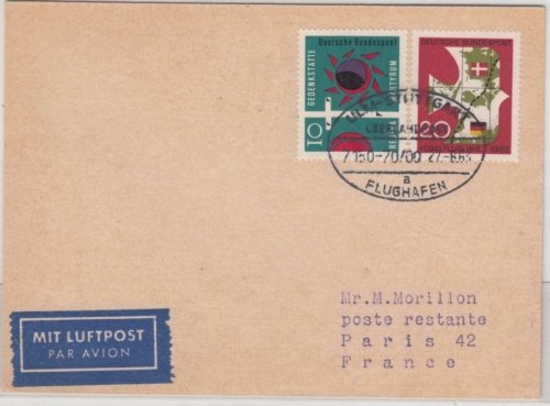 BRD - Überlandpost Ulm-Stuttgart 7150-70/00, Lupo-Karte n. FRANKREICH 1963